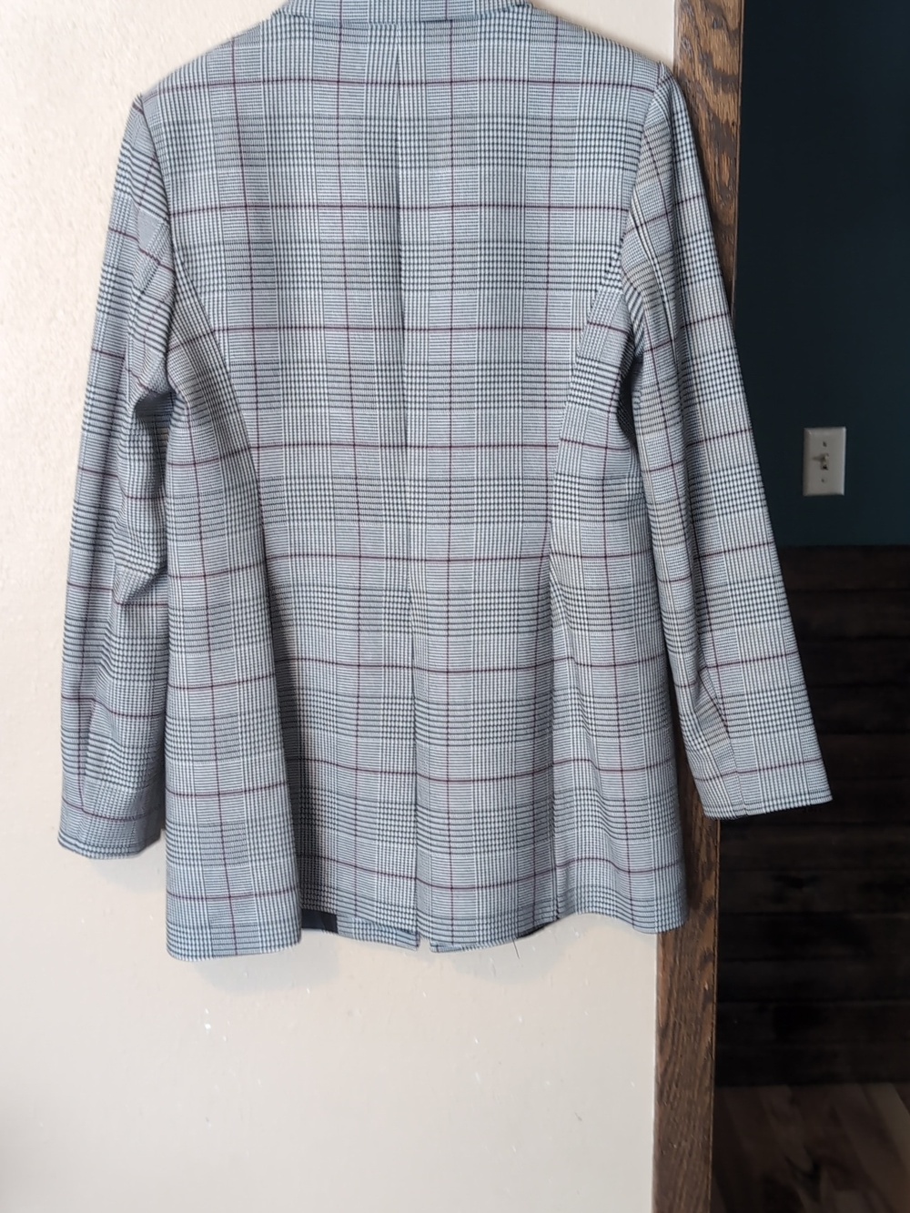 Calvin Klein Black And White Glen Plaid Single-Button Blazer - Picture 6 of 9